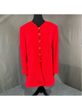 Louis Feraud Blazer W 12 Vintage 80’s Red Gold Power Dressing Old Money Jacket